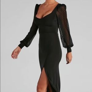 Formal High Slit Mermaid Dress, Black, M